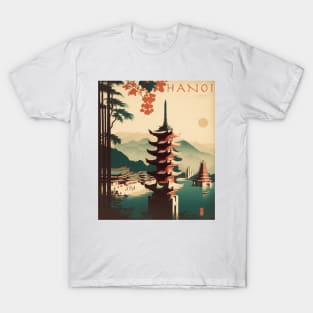 Hanoi Vintage Travel Art Poster T-Shirt